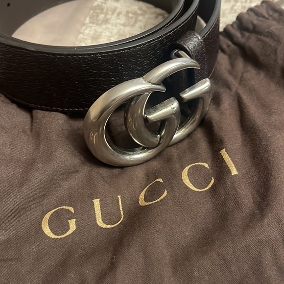 Leather belt with Double G Buckle - Picture 5 of 10